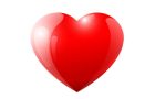 Red 3d volumetric heart. Shiny glossy love valentine romantic symbol on white background. Vector illustration EPS10